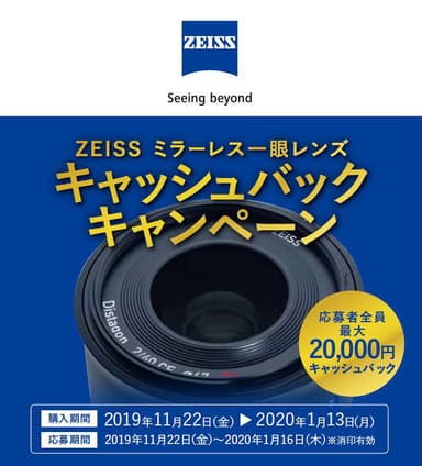 ZEISSミラーレス一眼レンズ キャッシュバックキャンペーン