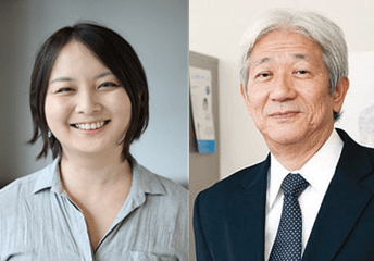 瀬戸山美咲氏(ミナモザ主宰)と西堂行人教授(明治学院大学文学部)