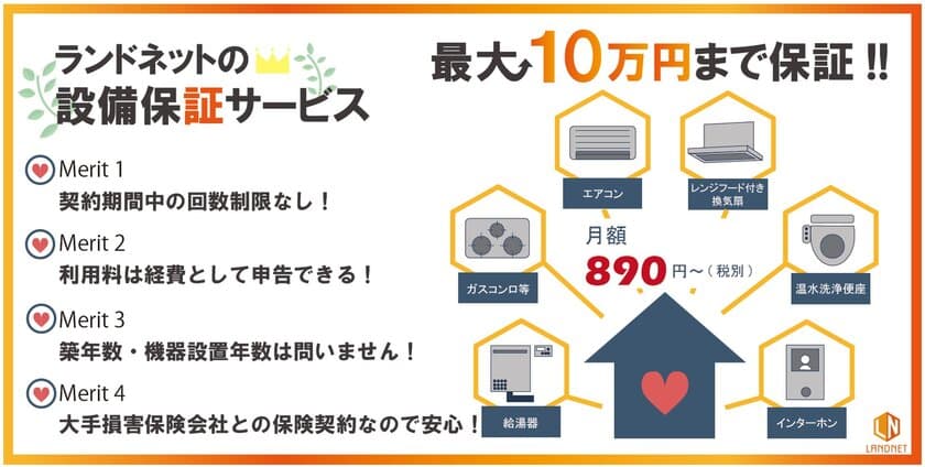 2020年の民法改正に向けて
不動産投資に欠かせないオリジナルの設備保証サービスを
ランドネットが提供