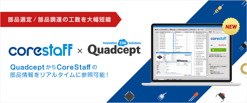 Quadceptがオンライン電子部品大手のコアスタッフと
部品の在庫情報連携による業務提携を発表