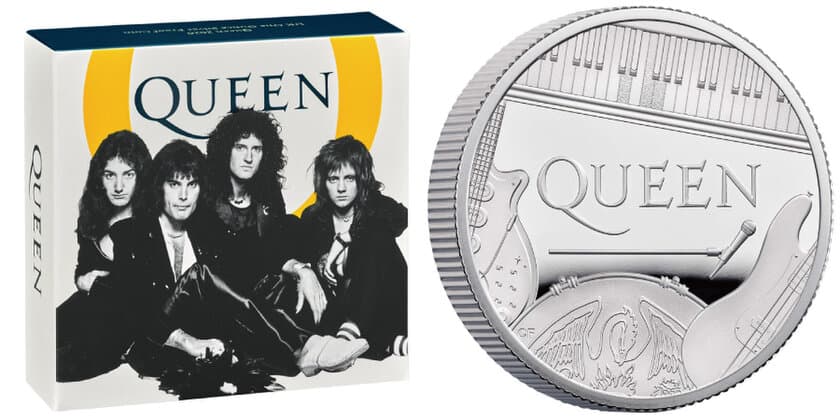 ロックバンド QUEENの記念コインが1月23日登場
　メンバー4人それぞれの楽器等をデザイン