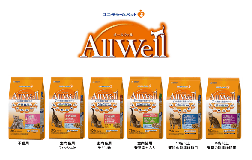 食事の吐き戻し軽減を中心とした
7つの機能で猫の健康をサポート　
健康機能食『All Well』新登場
～2020年3月9日全国にて新発売～