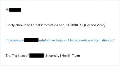 新型コロナウイルスに便乗したフィッシング詐欺の実例_医療機関を語るフィッシングメール