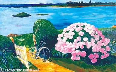 「青い自転車」　油彩