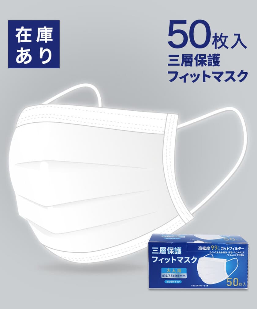 アパレルブランド「SAISON DE PAPILLON」のACEHIGHが
「50枚入り3層不織布マスク」を個人向けに100万枚在庫確保