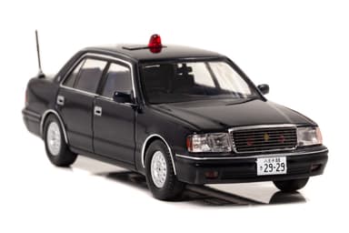 1/43 トヨタ クラウン (JZS155Z) 1998 警視庁高速道路交通警察隊車両(覆面 紺)：右前