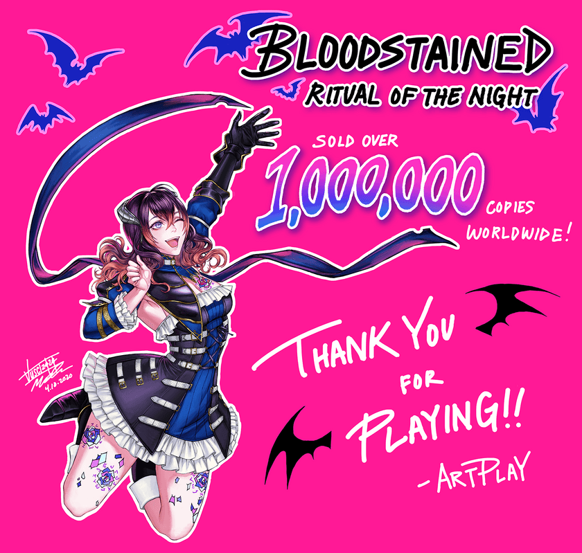 「Bloodstained: Ritual of the Night」　
全世界出荷・DL本数100万本突破を記念し新しいゲームモードと
スペシャルコラボアップデートのロードマップを公開