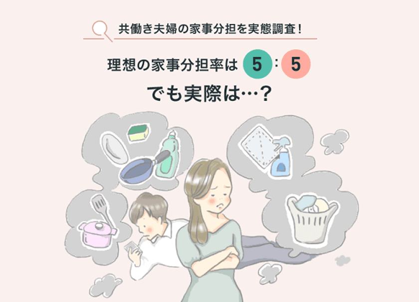 共働き夫婦の家事分担を実態調査！　
～ 理想の家事分担率は5：5。でも実際は…？ ～