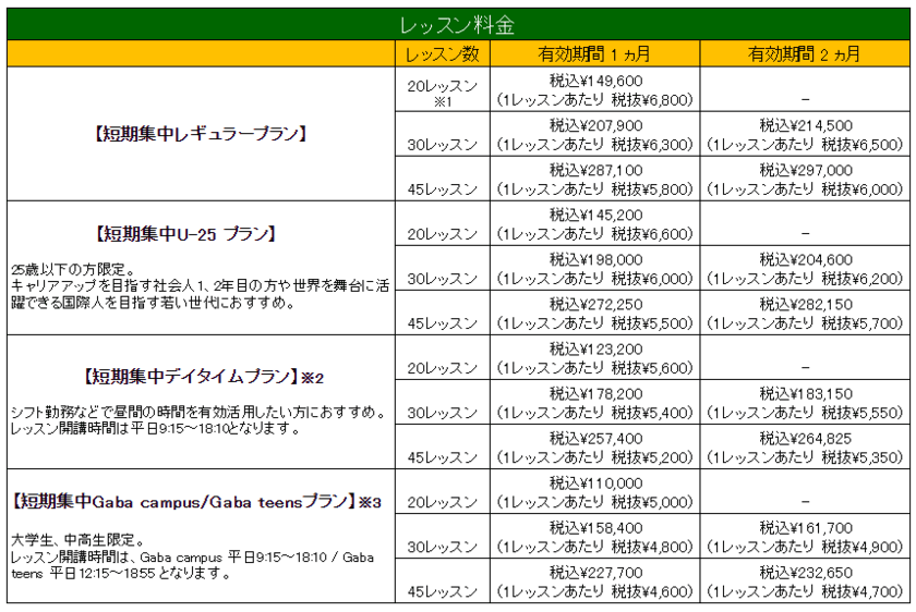 「Gaba 夏の短期集中プラン」を7月1日から販売　
短期間で効率的に英会話上達を目指す方へ