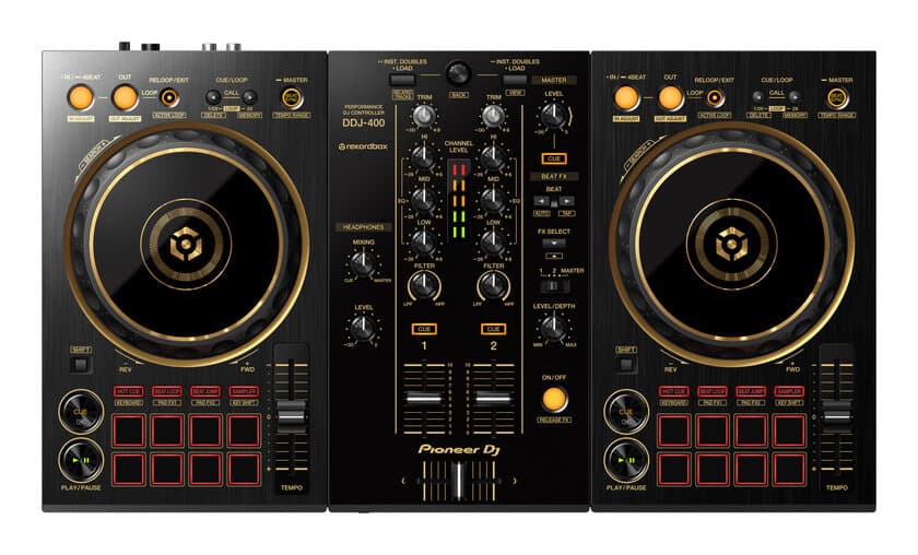 さまざまなDJアプリケーションに対応する
DJコントローラー「DDJ-400」の限定モデル、
ゴールドカラーデザインがひときわ目を引く「DDJ-400-N」発売