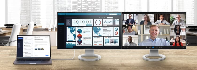 先進的な映像環境ソリューションを提案、
1本のUSB Type-Cでマルチ画面や有線LANを実現する
27型、24.1型モニターを発売