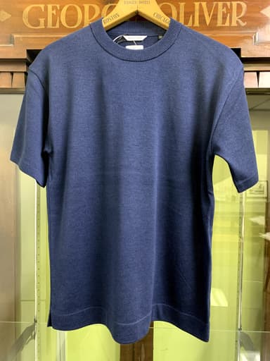 クルーネックプレーンニットTシャツ インディゴブルー ￥13&#44;000(税別)