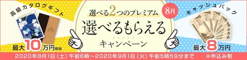 ＦＸプライムｂｙＧＭＯ、
高級カタログギフトか、キャッシュバックか、
選べるキャンペーンを、2020年8月1日より開始！