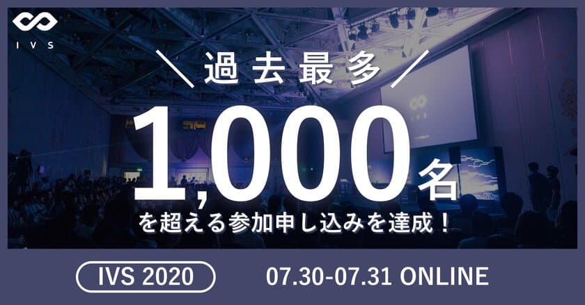 新体制で挑む国内最大級のスタートアップカンファレンスIVS2020
過去最多1,000人の参加申し込みを達成！