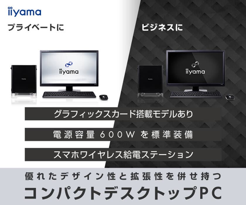 iiyama PCより、第10世代 インテル(R) Core(TM) プロセッサー
を搭載した優れたデザイン性と拡張性を併せ持つ
コンパクトデスクトップパソコン登場！