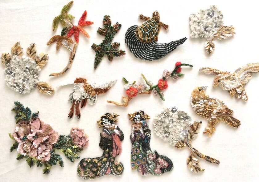 鳥・花・美人画などを繊細な“ビーズ刺繍”で表現　
クチュールバッグ作家 酒井佐和子の作品展9/19～開催＠代官山