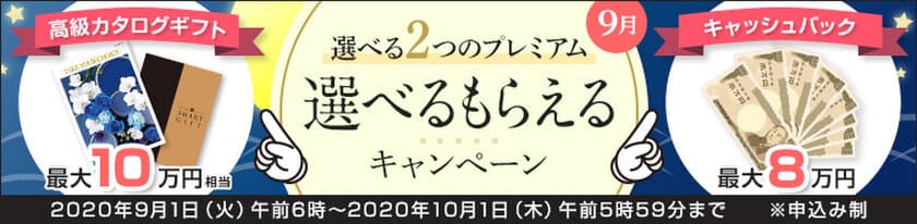 ＦＸプライムｂｙＧＭＯ、
高級カタログギフトか、キャッシュバックか、
選べるキャンペーンを、2020年9月1日より開始！