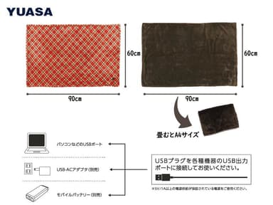 USB給電で使えるブランケット