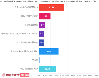 離婚後の生活で不安・負担に感じていることはあるか