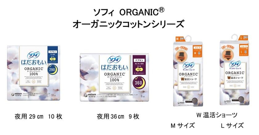 生理中の悩みに応えたオーガニックコットン採用の新商品が誕生　
『ソフィ ORGANIC(R)オーガニックコットン』シリーズから
夜用ナプキンと、W温感ショーツを新発売　
2020年10月13日より全国で発売