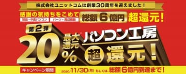 総額6億円分 最大20％超還元！第2弾