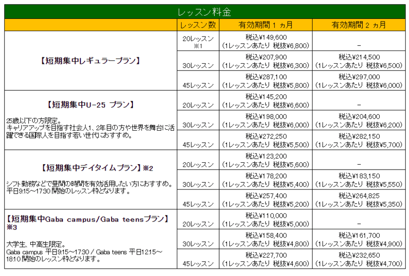 「Gaba 冬の短期集中プラン」を11月1日から販売　
2020年やり残したことがある方に朗報！
英会話は、まだ間に合う！