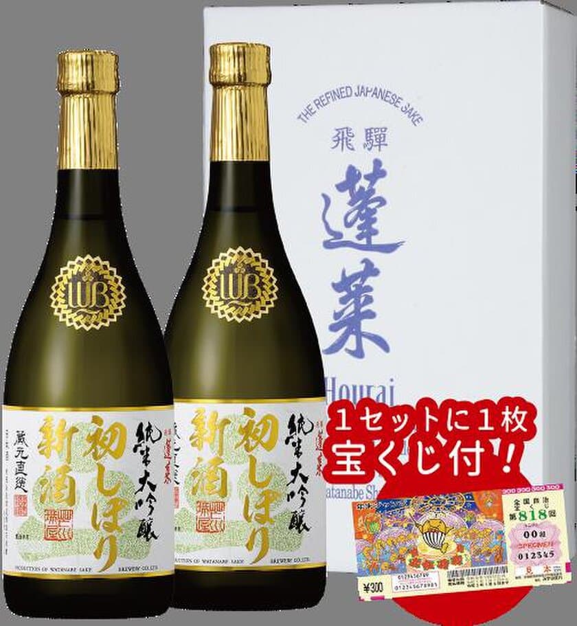 出荷量が大幅に減った日本酒業界・・明るい話題でいざ反転！！
『ジャンボ宝くじ付 初しぼり新酒セット』
11月28日(土)大安 限定777セット 販売スタート