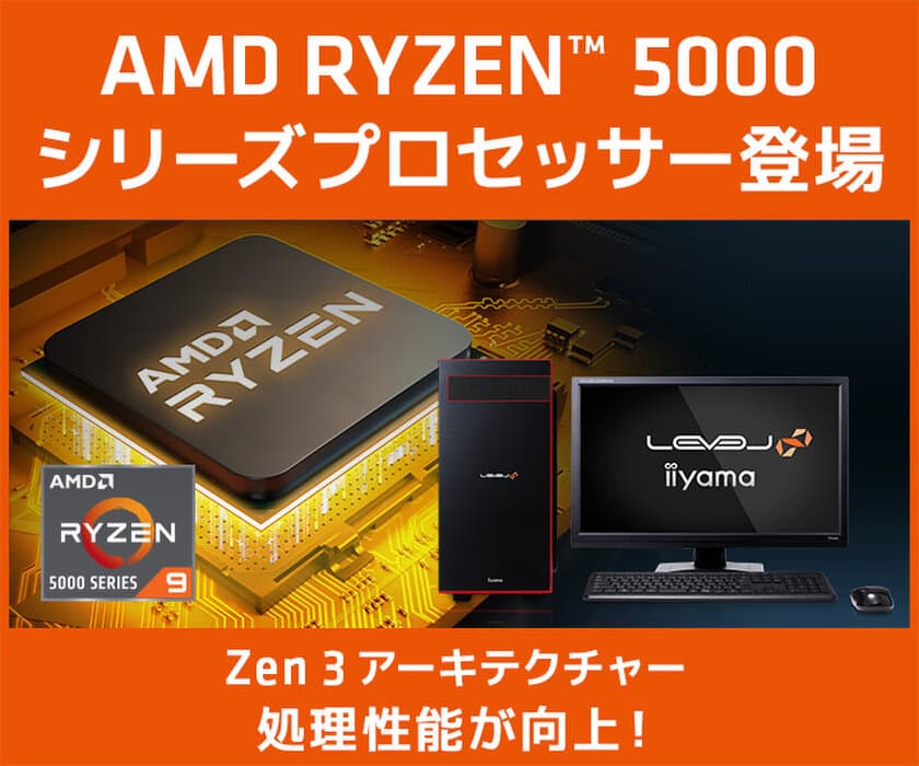 iiyama PC「LEVEL∞（レベル インフィニティ）／ SENSE∞
（センス インフィニティ）」より、『AMD Ryzen(TM) 5000シリーズ
プロセッサー』搭載 ゲーミングPC・クリエイターPCを発売！