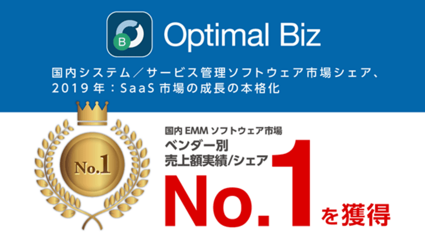 MDM・PC管理サービス「Optimal Biz」、
2019年国内EMMソフトウェア市場
売上シェアNo.1を獲得