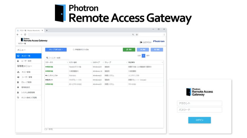 ニューノーマル時代におけるリモートワーク支援ツール
「Photron Remote Access Gateway」を販売開始