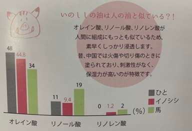 人肌に近い成分を持つイノシシ油