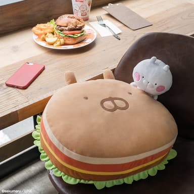 B賞：うさまる もぐもぐバーガークッション(イメージ)