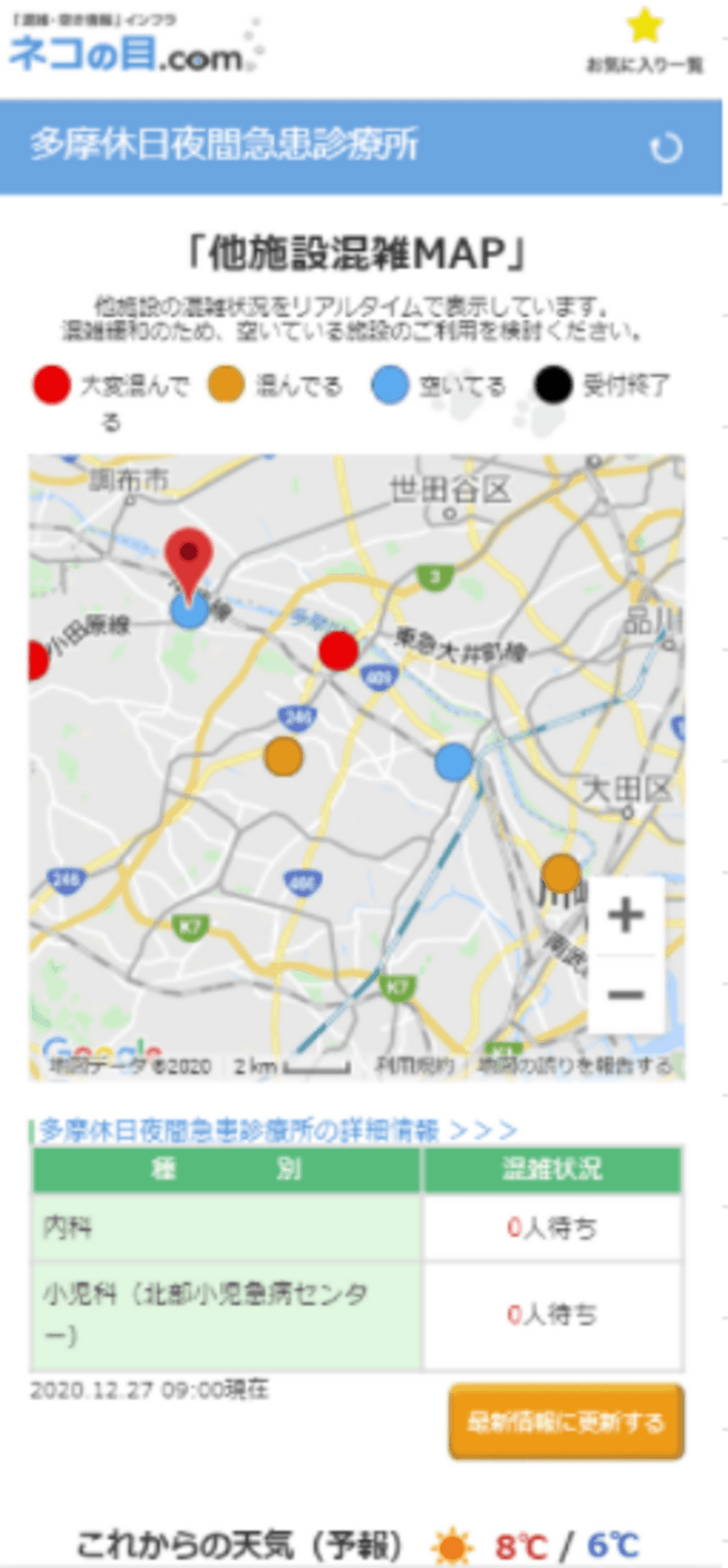 新型コロナ感染拡大防止の「密」回避　
川崎市の休日急患診療所 全7ヵ所の「混雑・空き情報」を
確認できるWebサービスの提供を12月27日に開始