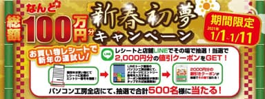 総額100万円が当たるキャンペーン