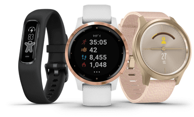 Garminウォッチ 左からvivosmart4/vivoactive4/vivomove style