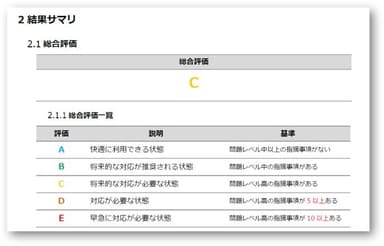 診断レポートのサンプル