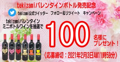 「tekizami バレンタインボトル」販売開始記念プレゼントキャンペーン