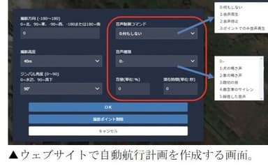 ウェブサイトで航行計画を作成する画面