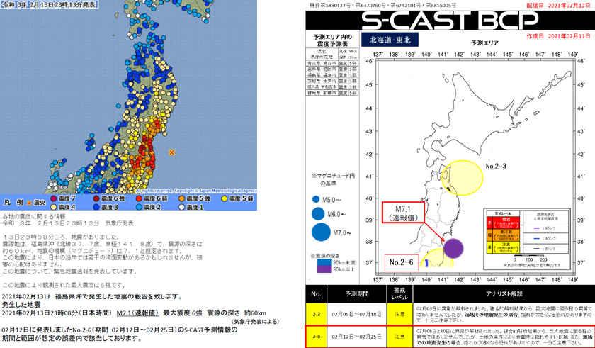 地震予測情報「S-CAST」　
大規模地震からいのちを守るための情報　
期間限定でお試し配信を開始