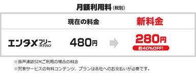 エンタメフリー・オプション月額利用料