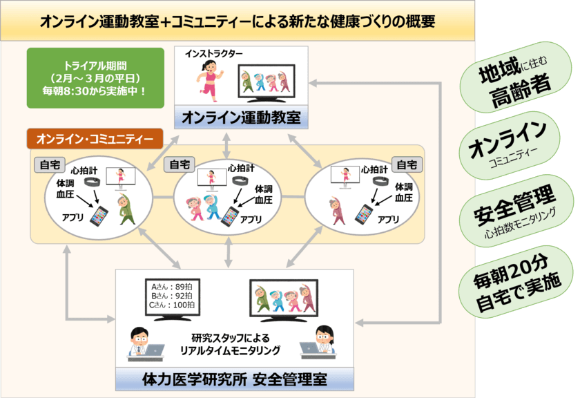 高齢者向けオンライン健康づくりシステムの
共同実証研究を開始