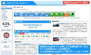 従来の Googleサイトと同じような操作感でポータルサイトを作成可能