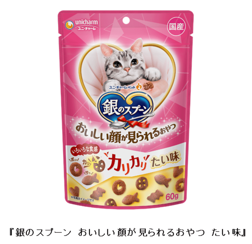 『銀のスプーン』ねこ用おやつシリーズに「たい味」新登場！
『銀のスプーン おいしい顔が見られるおやつ たい味』　
2021年3月上旬 全国にて新発売