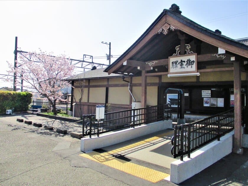 嵐電「御室仁和寺駅」の御室桜が開花