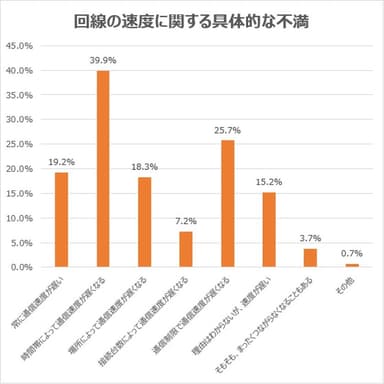 回線の速度に関する具体的な不満