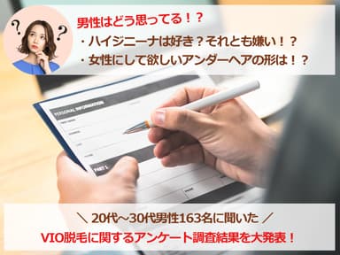 20代30代男性163名に聞いたVIO脱毛に関するアンケート調査を大発表！