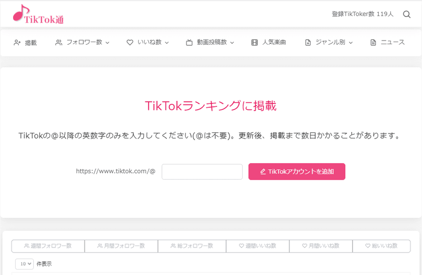 TikTokerのデータを解析できるサイト「TikTok通」開設