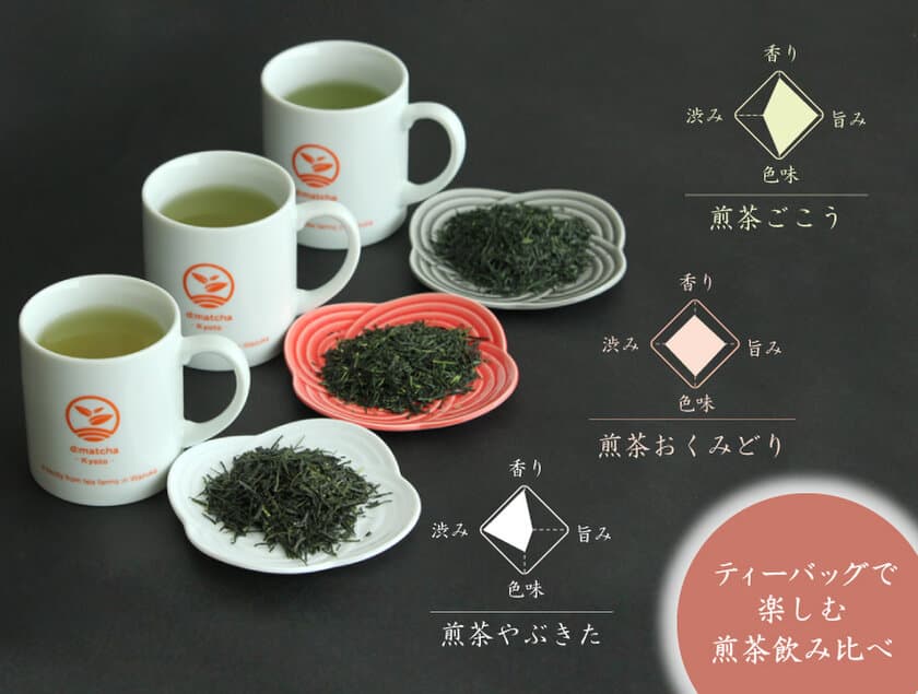 本格的な煎茶テイスティングが手軽に楽しめる
「極上のティーバッグ煎茶～3品種飲み比べ比べセット～」を
4月16日より販売開始