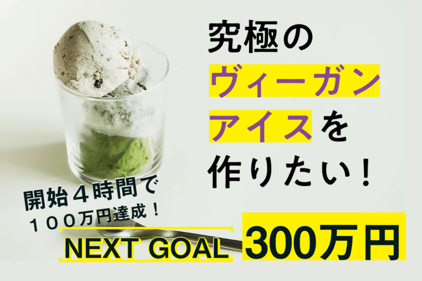 早大発スタートアップ考案！
発酵する食物繊維「イヌリア(R)」を配合したヴィーガンアイス
クラウドファンディング開始4時間で目標金額達成！
2021年4月8日(木)～5月23日(日)