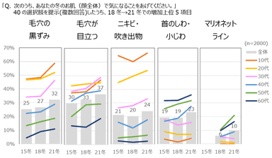 図表2　肌悩み：増加した上位5項目